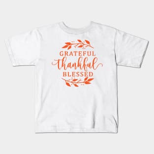 thankful grateful blessed leopard Kids T-Shirt